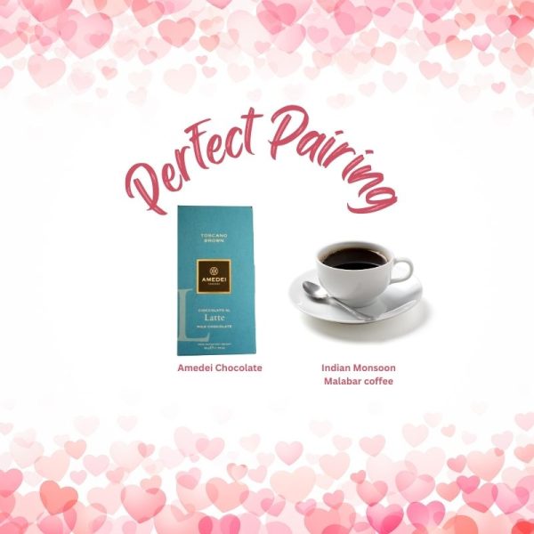 Earthy and Sweet pairing "Indian monsoon malabar coffee & Amedei Toscano Brown 32% chocolate"