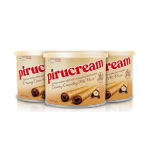 Pirucream Cream Filled Rolled Wafer. Chocolate and Hazelnut Filling. Pack of 3. 300 gr